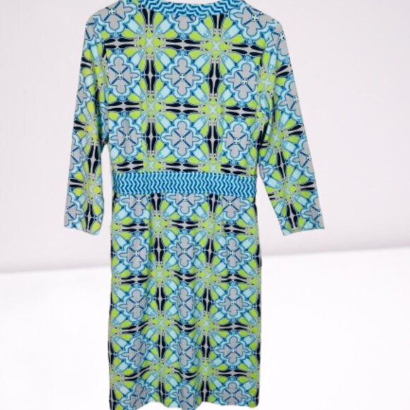 J.McLaughlin Catalina Cloth V-Neck Printed 3/4 Sleeve Dress Size S - Picture 4 of 7